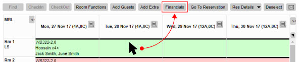 Adding payments on the Rooming Calendar
