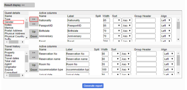 Guest History report_filter results display