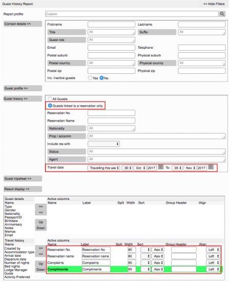 Guest profiling – ResRequest Support